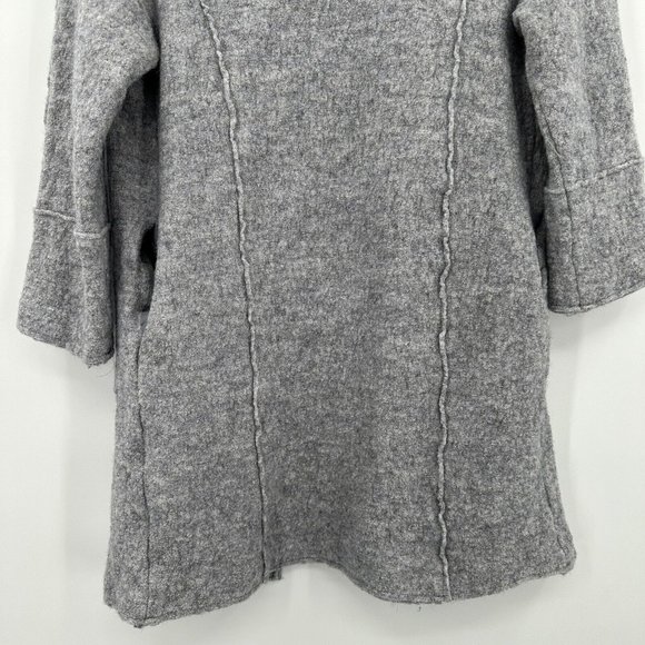 Joie Gray Hooded Wool Blend Open Front Sweater Heavy Seam Size Medium‎ - Picture 7 of 8